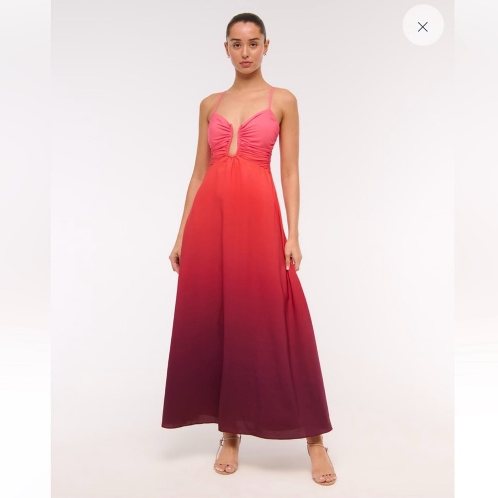 Abercrombie & Fitch Pink to Burgundy Ombre Spaghetti-Strap Maxi Dress